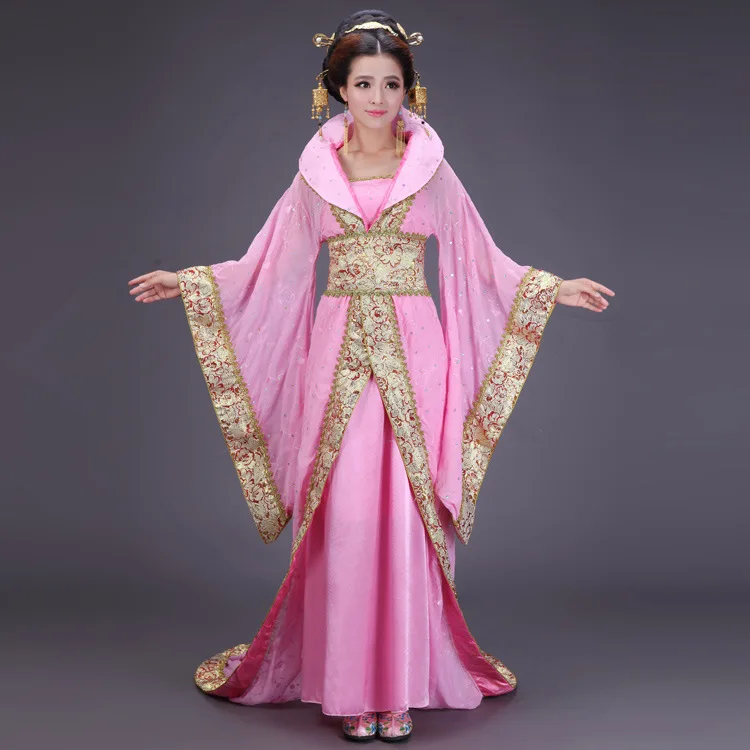 Женский китайский традиционный костюм, женский костюм принцессы, костюм китайской королевы, танцевальный костюм, Китайская народная одежда 16 - Цвет: Pink