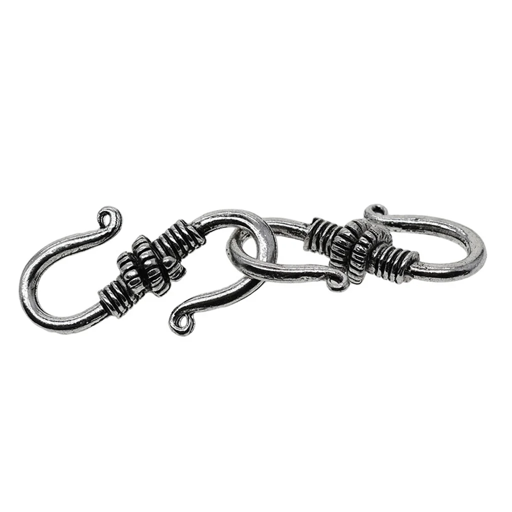 

30Pcs Vintage Tibetan Silver S Hook Clasp with Pattern Wrapped Design Necklace Clasp Jewelry Findings 25x15x6 mm
