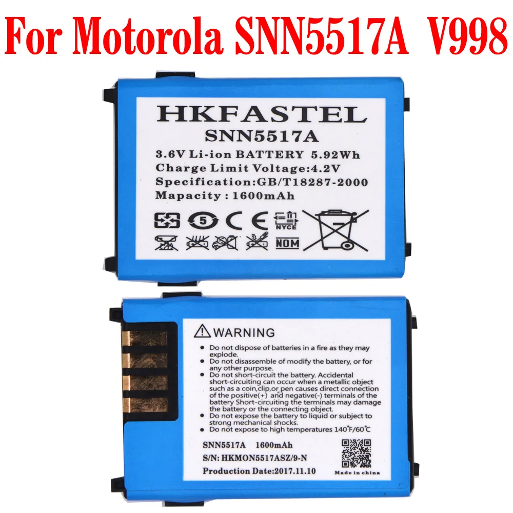 HKFASTEL SNN5517A мобильного телефона Батарея для Motorola V2188 V3688 L2000 2088 3690 3620 P7789 8160 T189 V50 V998 L708WINGS V998