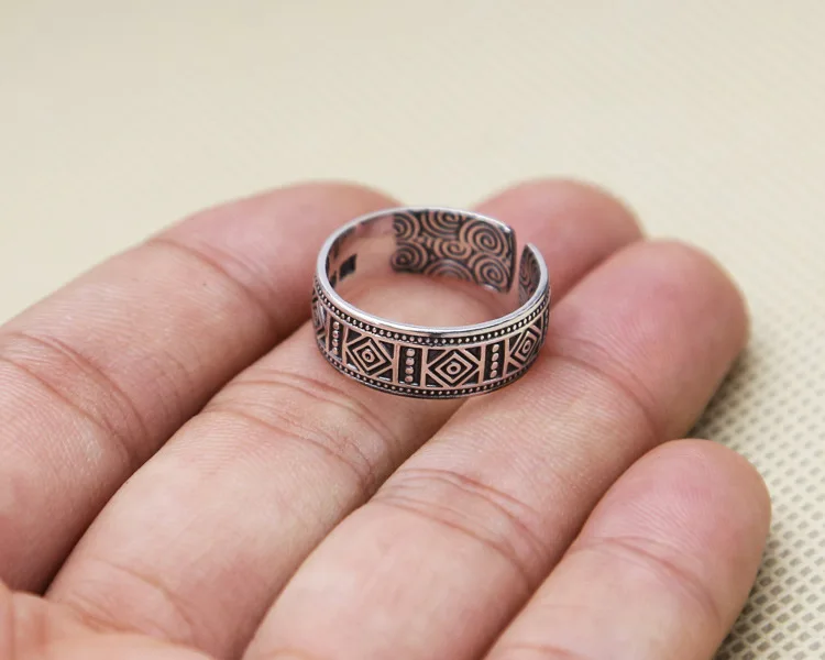 Кольцо для пар, Настоящее серебро пробы S999, ширина 7 мм, 10 мм, геометрическое обручальное кольцо для мужчин и женщин, хорошее ювелирное изделие, R71 - Цвет основного камня: Women