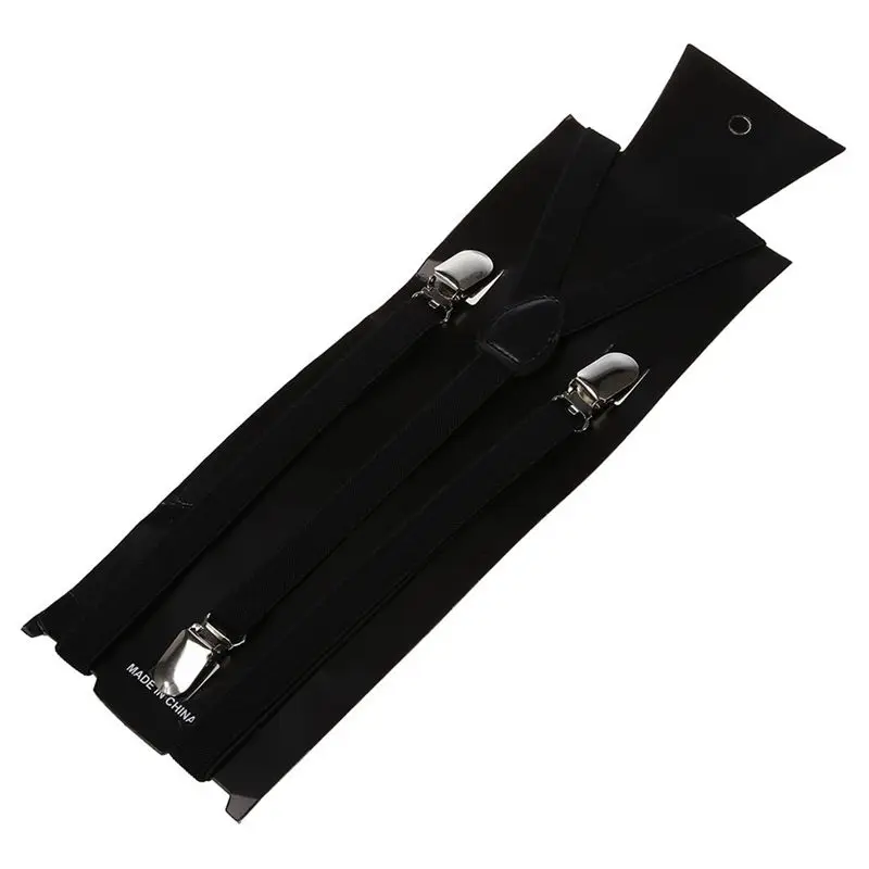 Мужской женский зажим, эластичные ремни y-образный одноцветное на бретелях 2,5*100 см регулируемый черный унисекс