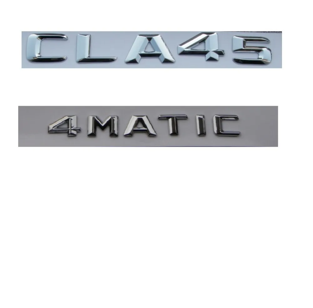 

Chrome Shiny Silver ABS Car Trunk Rear Number Letters Words Badge Emblem Decal Sticker for Mercedes-Benz CLA45 4MATIC AMG