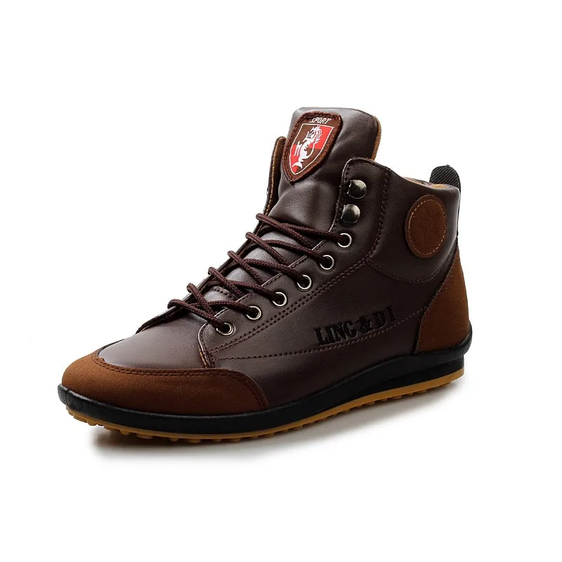 DOGEEK/брендовая дизайнерская мужская повседневная обувь с высоким берцем; Модные ботильоны из искусственной кожи; Разноцветные теплые мужские ботинки на шнуровке в британском стиле
