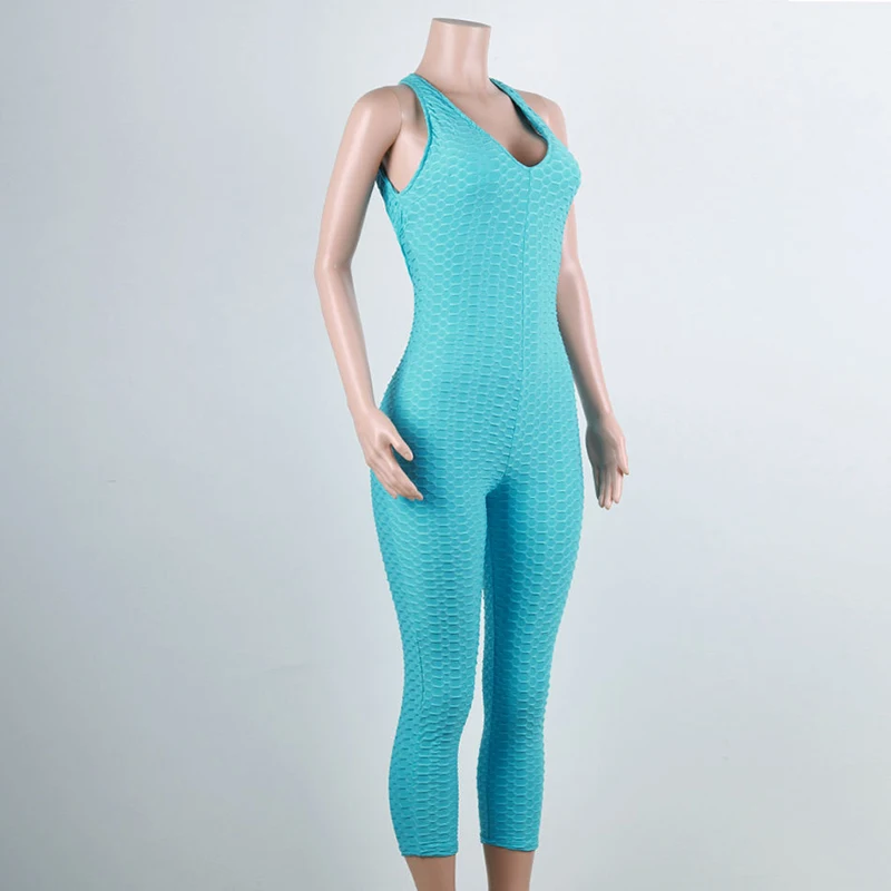 2018 Sportswear Workout clothes for women blue Fitness Yoga Set Sexy leggings Yoga Sport Suit Bandage Gym Bodysuit (25)