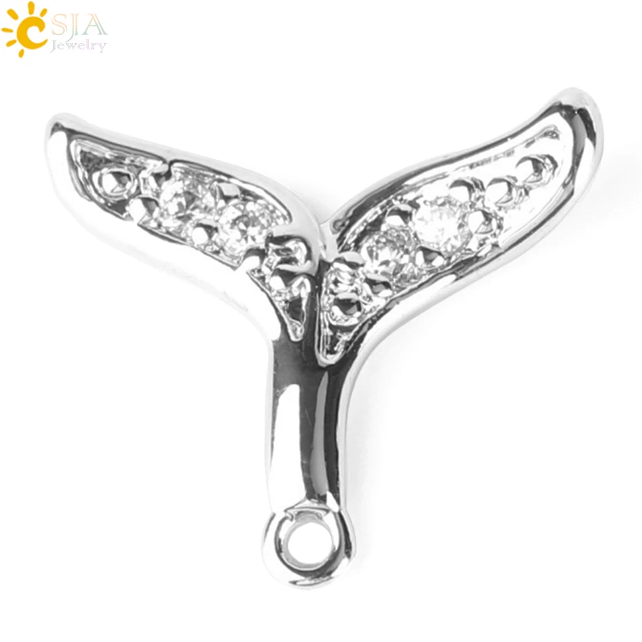CSJA Fish Tail Pendant for Women Jewelry DIY Bracelet Anklet Metal Findings Bling Mermaid Jewellery Rhinestone Beads Charms S146 | Украшения