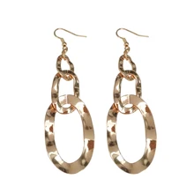 European and American geometric circular three-ring link earrings long section of metal earrings female fashion jewelry gift