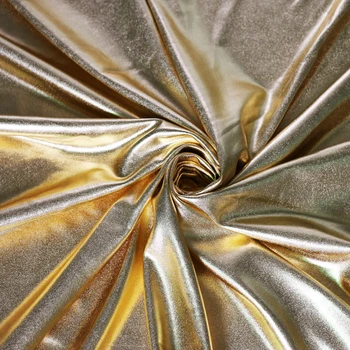 

Gold silver PU coated material stage dancing clothing fabric stretch