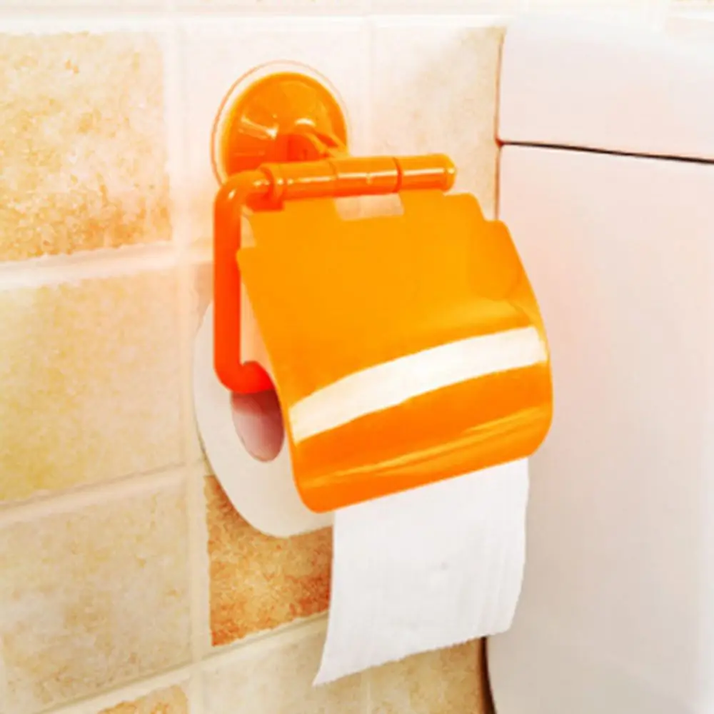 Присоски для ванной комнаты, держатель рулона туалетной бумаги, стойка для салфеток, настенный держатель для салфеток, коробки для хранения домашних запасов - Цвет: Оранжевый