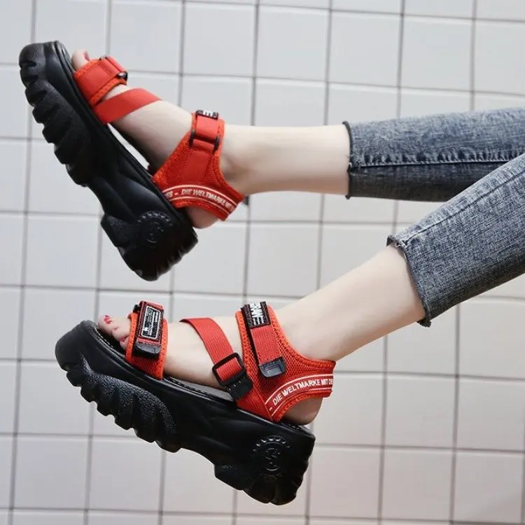 

2019 New Fashion Women Platform Sandals Ladies Casual Peep-toe Wedges Shoes Woman Dad Sandalias Mujer Black White