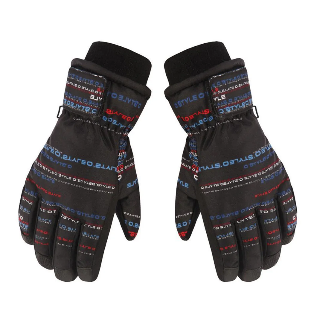 Детские зимние лыжные перчатки утолщенные теплые с принтом непромокаемые перчатки варежки для мальчиков и девочек Детские наружные ветрозащитные зимние полный палец перчатки