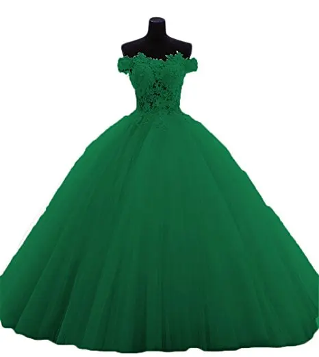 Teal ANGELSBRIDEP Бальные платья с вырезом лодочкой 15 вечерние сексуальный, кружевной, с аппликацией со шлейфом Роскошные Vestido дебютантные платья размера плюс - Цвет: Teal