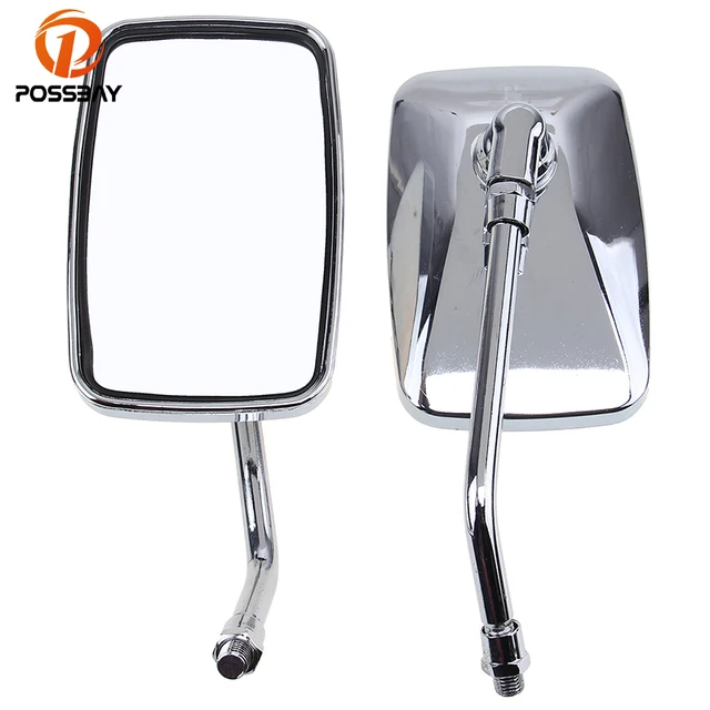 US $14.25 POSSBAY 10mm Universal Motorcycle Mirror Side Rearview Scooter For Yamaha Suzuki Harley Honda Cafe 