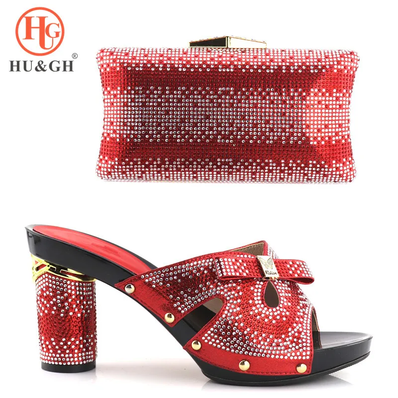 

African shoe and bag set high heel Italian shoe with matching bag In Red ladies matching women shoe and bag Italy shoe and bag