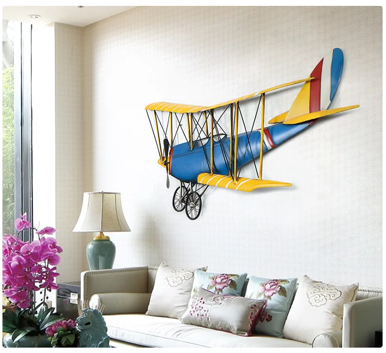 Современный кованый самолет в форме настенного подвеса, украшение на стену, кулон, кофейня, бар, домашняя настенная наклейка, Фреска, орнамент