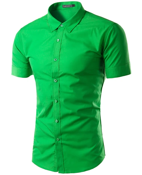 Мужская рубашка с коротким рукавом, приталенная, Camisa Social Masculina Chemise Homme, новинка, летняя мужская однотонная деловая рубашка 6537 - Цвет: Fruit Green