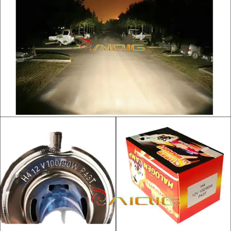 12v Lighting h4 100w 4300k 6000k Cars pure white yellow halogen headlight bulbs fog styling 2