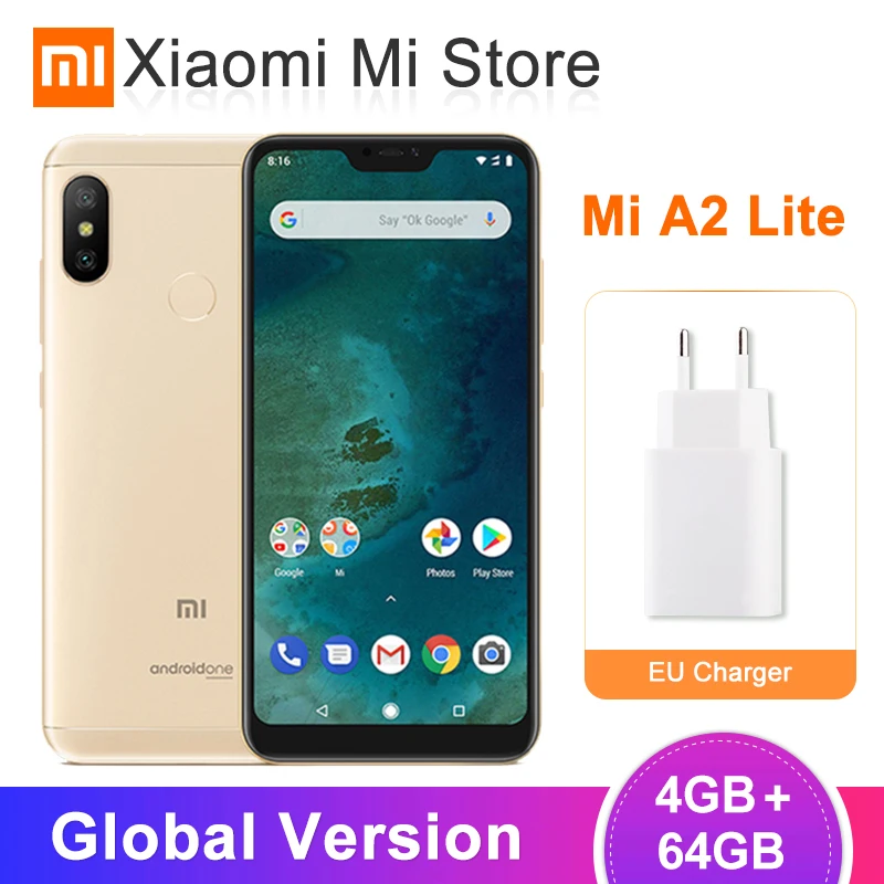 Глобальная версия Xiaomi Mi A2 Lite 4 ГБ ОЗУ 64 Гб ПЗУ Смартфон Snapdragon 625 Восьмиядерный 4000