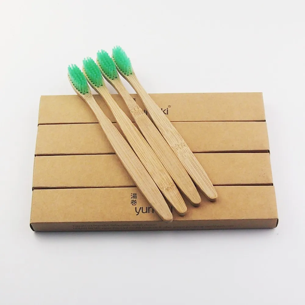 Peças de Madeira Feito de Bambu Escova de Dentes Escova de Dentes da Novidade-capitellum Escova de Cerdas Macias de Bambu Fibra de Bambu Punho de Madeira Verde Novidade-capitellum Macio 100 100% da 7 Cheap Escovas de dentes