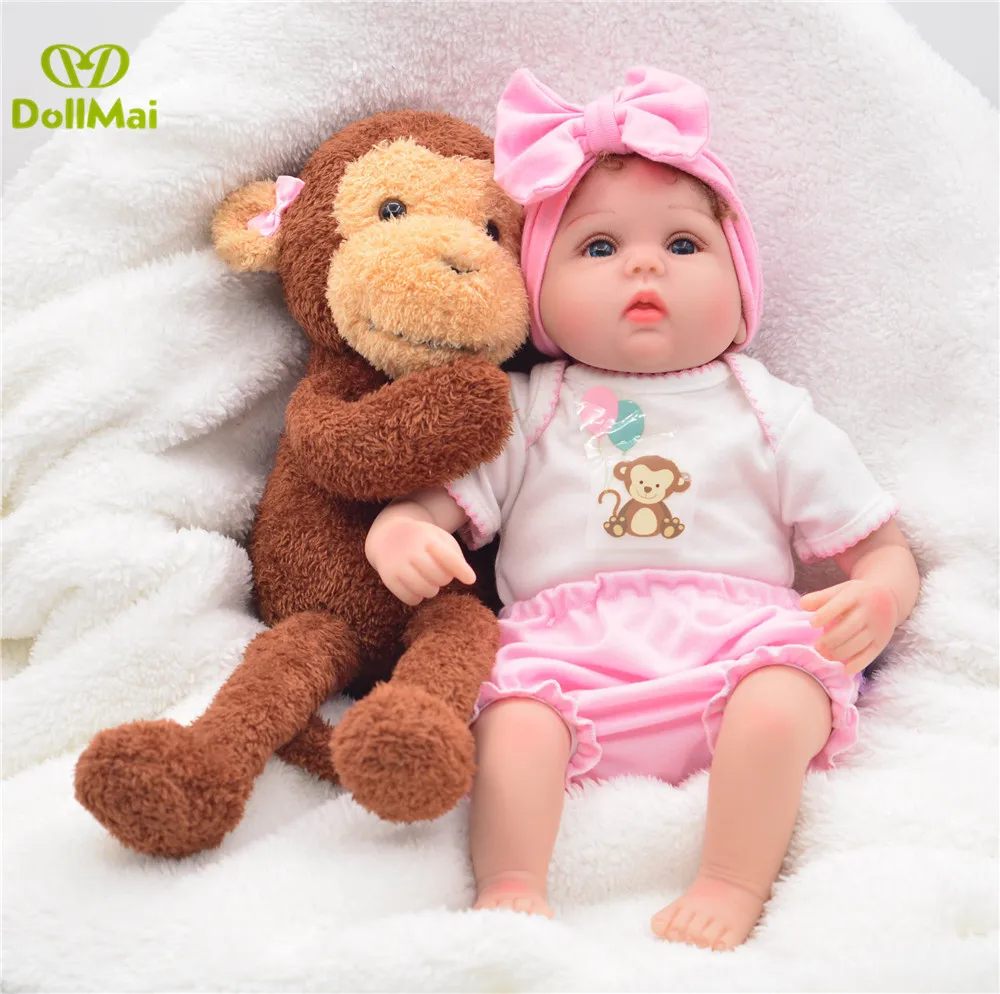 18 &quot40 см Bebes reborn кукла игрушки Мягкие силиконовые Детские куклы с медведем