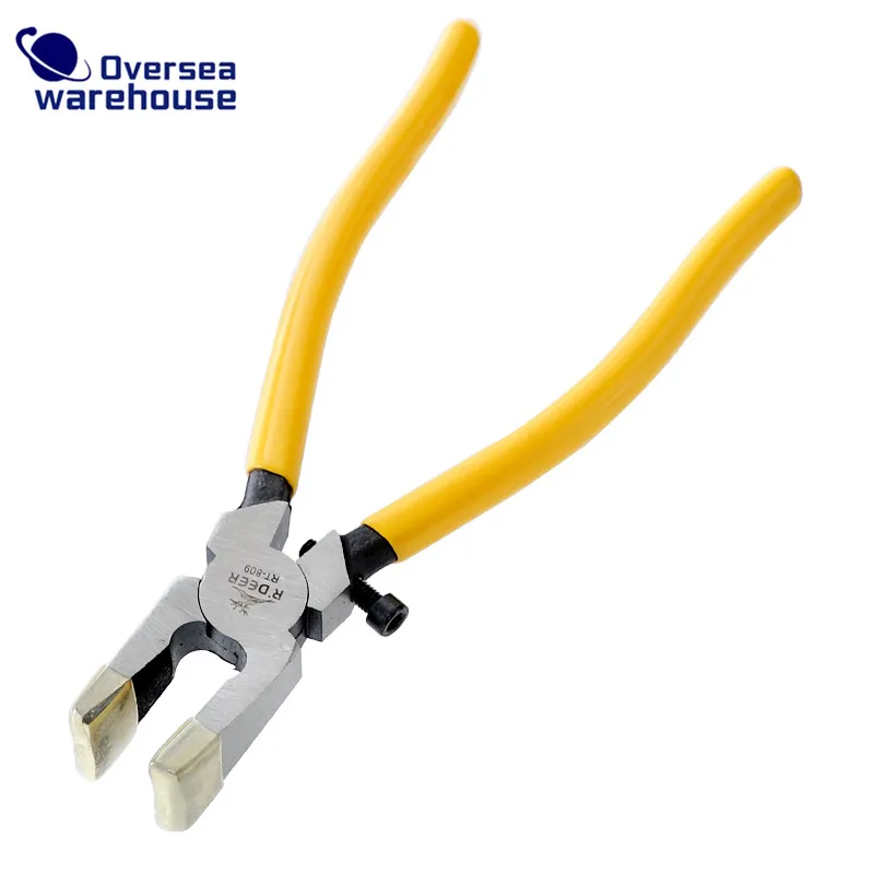 

R'DEER Flat Nose Pliers 8"/200mm Glass Breaking&Holding Pliers HCS Adjustable Screw For Mirror Tile Glass