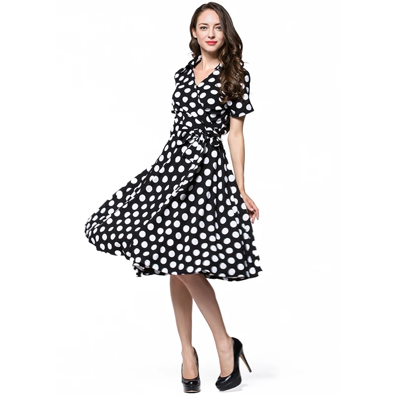 Vintage-style Dress V-neck Half Sleeve Patchwork Dress For Women