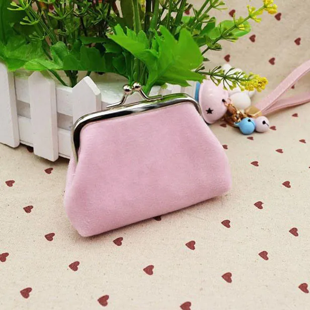 Mini Coin Bag Womens Corduroy Small Wallet Holder Coin Purse Clutch Handbag Bag porte monnaie femme#15 - Цвет: Pink