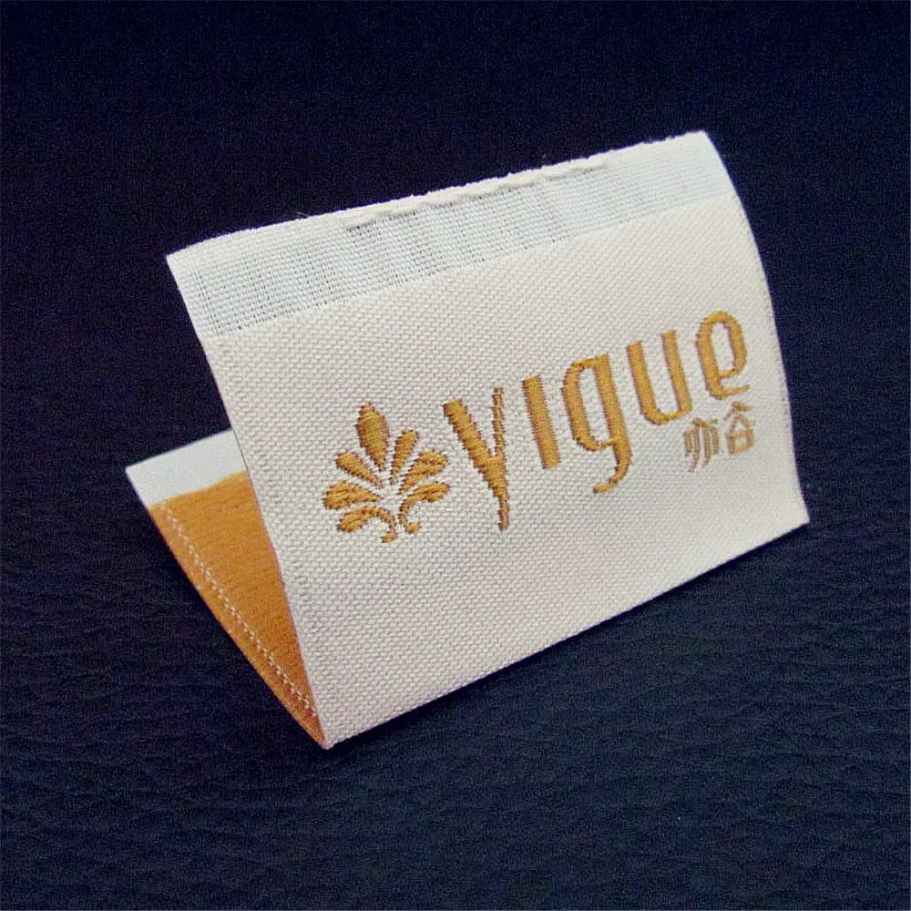 Customized Centre Fold Embroidered Clothing Tags Custom Seperate Cut Sewing Garment Labels Tags ...