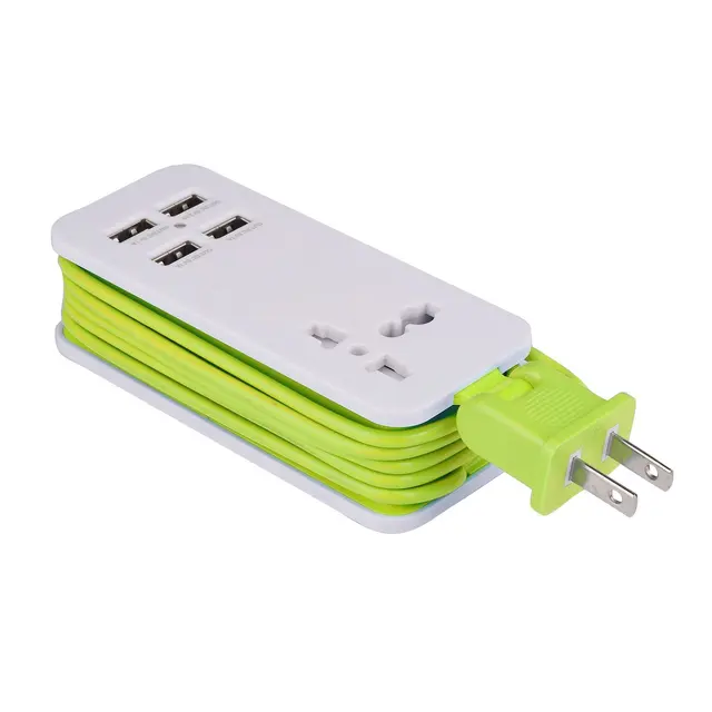 Portable1/2 Outlet Travel Power Strip Adapter Surge Protector 4 Smart