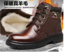 Hiver hommes bottes chaud véritable en cuir bottes avec fourrure imperméable moto bottes livraison gratuite plus grande taille