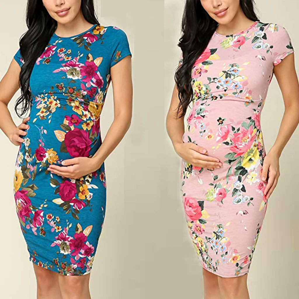 

Women maternity dresses Fashion Sleeveless Printed Pregnant Maternity Dress Flower Patry clothes pregnancy Dress Clothing