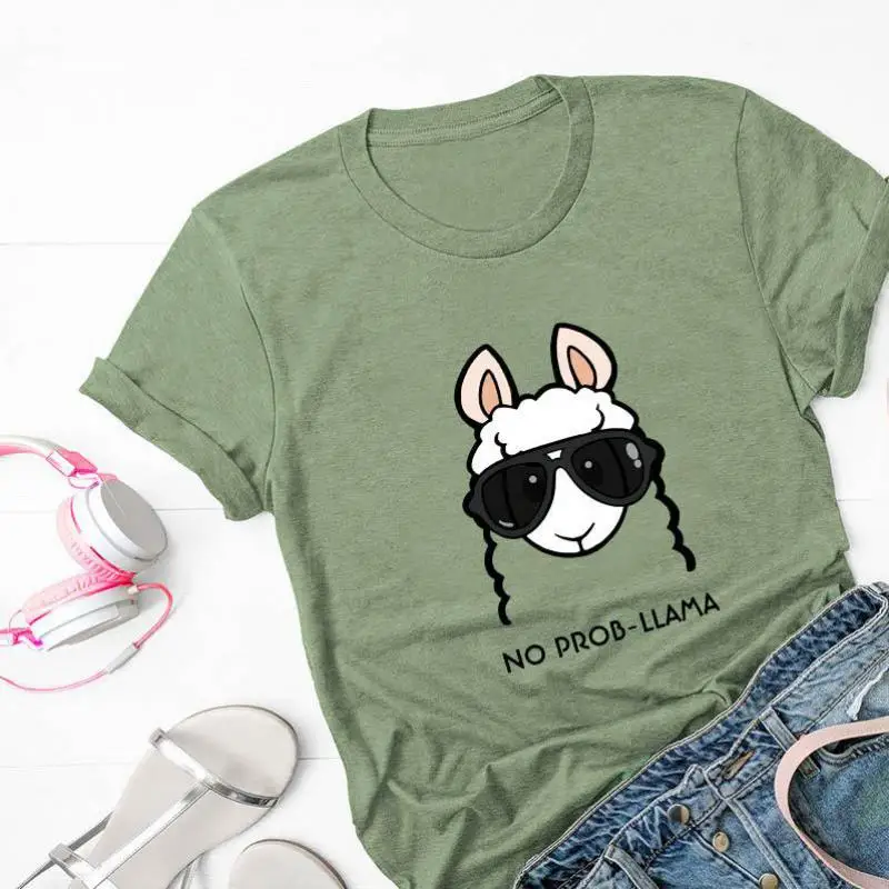 Летняя Хлопковая женская футболка, модная, персональная, принт с животными из мультфильмов, Harajuku, футболки, повседневные, свободные, с коротким рукавом, тонкие Топы