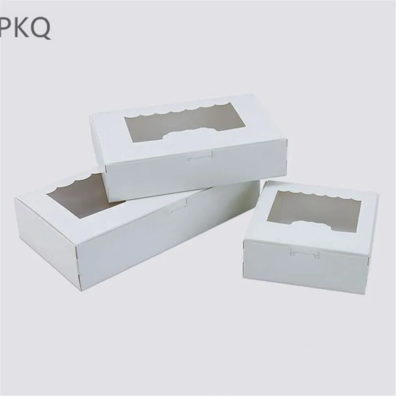 20 штук коробка для кексов с окном белый коричневый крафт-бумага Коробки для муссов и десертов упаковочной коробки 4/6/8 чашки торт держатели коробка