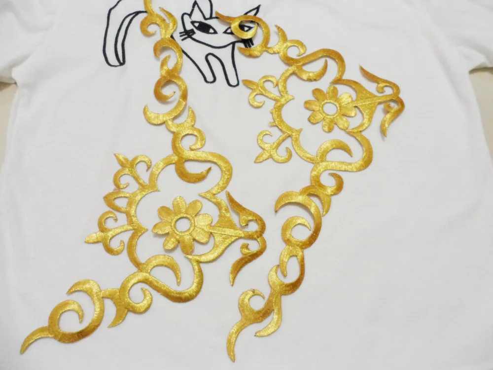 33*16 см барокко золотые и серебряные нити вышитый цветок вставить патч этап наклейки Cheongsam одежда воротник гладильная ac714