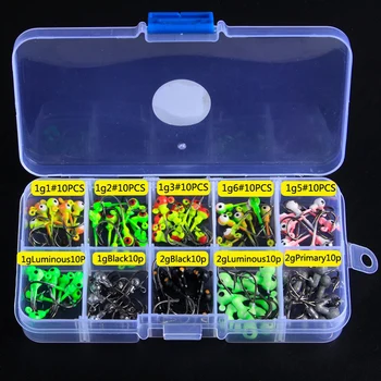 HOT PROMO ❤️ 100pcs/Box 1g / 2g Multicolor Lead Head Jigs With Single Hook Pesca Accessories Fishing Supplies Hooks Set - discount item 54% OFF Sports & Entertainment