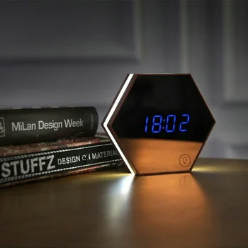 

Mirror Thermometer Touch Sensing Table Lamp Multi-function Led Digital Alarm Clock Night Light Temperature Display Travel Clocks