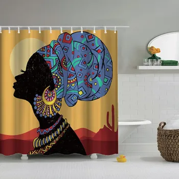 

Dafied Black Woman Shower Curtain Afro African American Women Shower Curtain for Bathroom Waterproof Polyester
