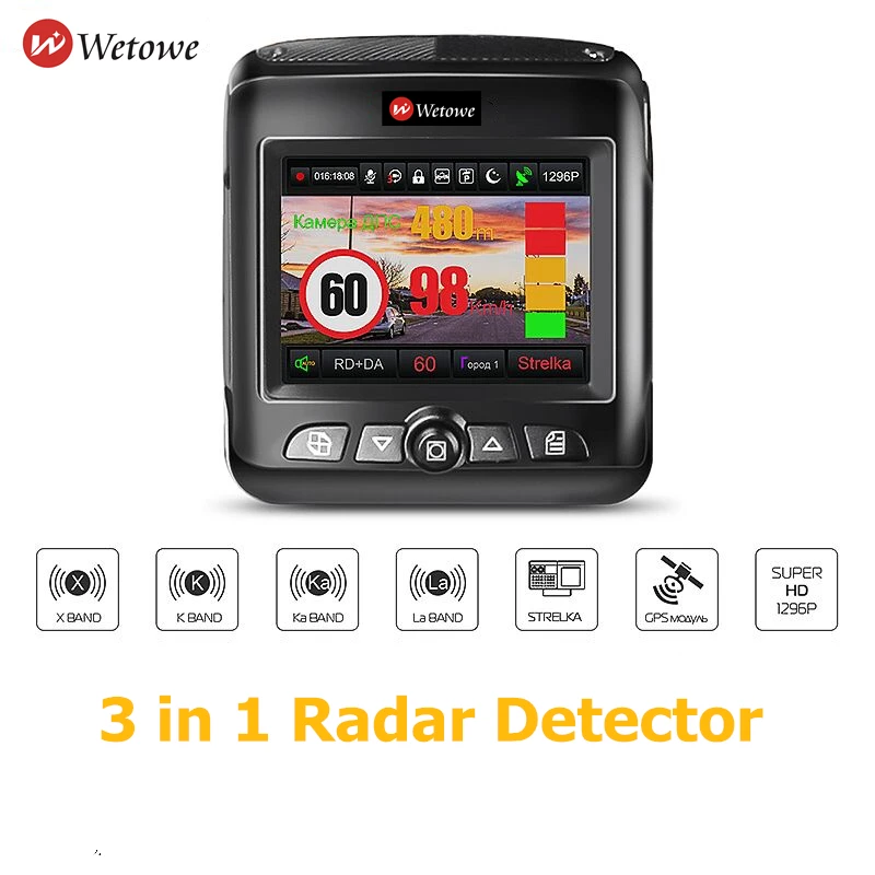 Wetowe T3 3 в 1 радар Dvr FHD 1296P Встроенный gps автомобильный детектор Автомобильная камера Анти радар детектор русская Speedcam