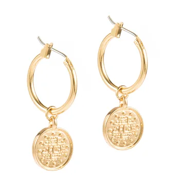 

Trendy Vintage Statue Coin Portrait Pendant Hoop Earrings Gold Ethnic For Women Women Charm Earring Jewelry Brincos Oorbelle