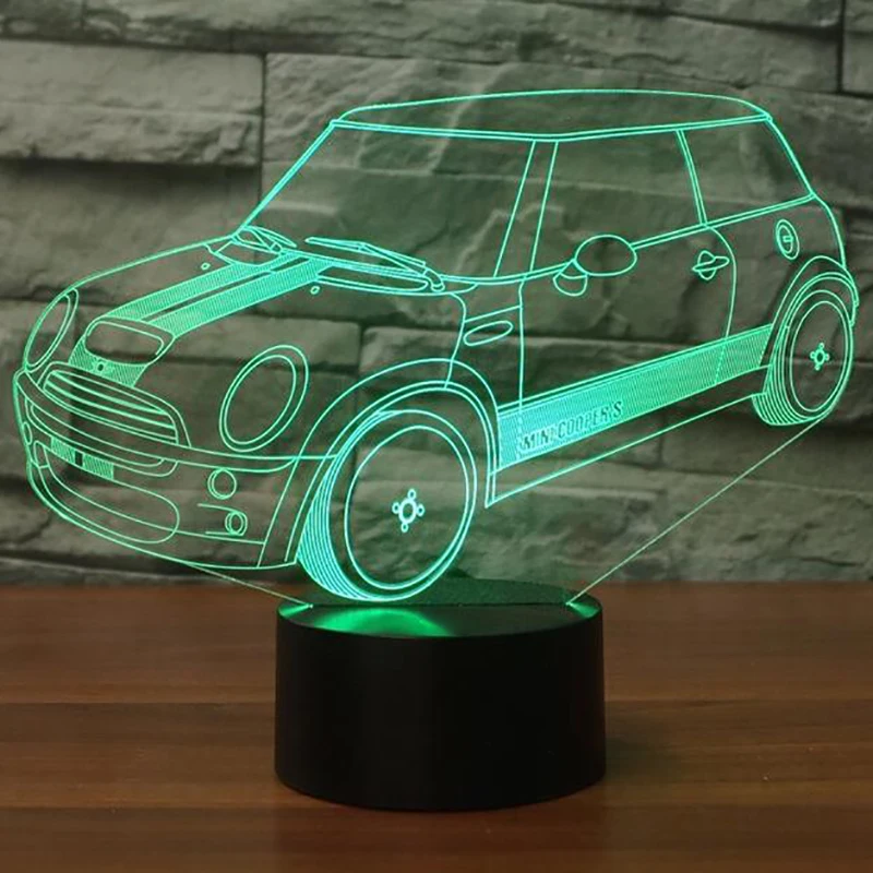  Vehicle Shape LED 3d Night Light Novelty Visual Classic Car USB Desk Table Lamp 7 Colors Changing S