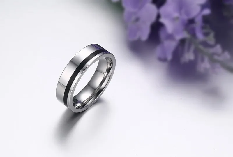 Обручальное кольцо для влюбленных, качественное титановое парное кольцо для женщин и мужчин, элегантное кольцо с черной эмалью