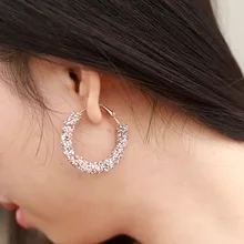 Nueva joyería elegante colgante colorido aro de cristal austríaco pendientes geométricos redondos brillantes diamantes de imitación gran círculo pendiente Bijoux(China)