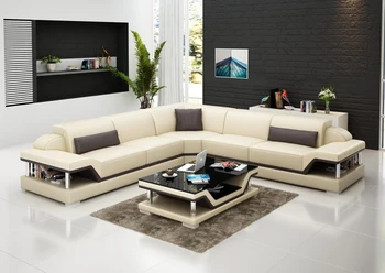 

High quality conor seat living room sofa set L shape leather sofa with coffee table