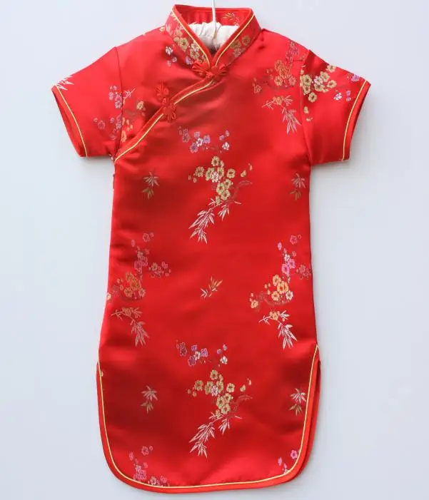 Зеленый китайский платье для девочек Дети Qipao Chi-Pao Cheongsam подарок одежда Одежда для маленьких девочек одежда с цветочным рисунком год - Цвет: D2