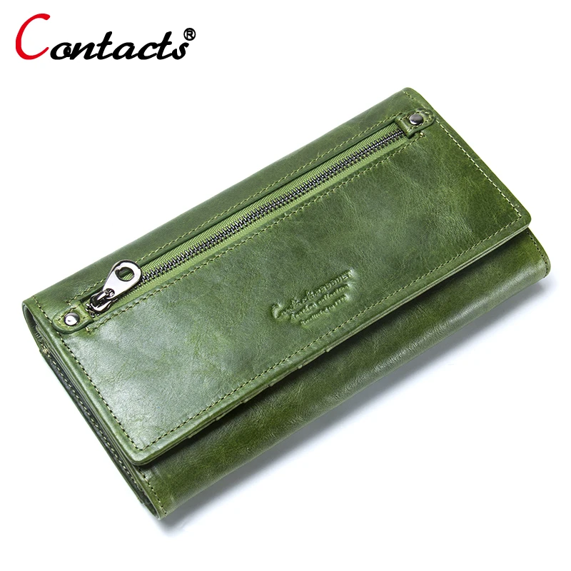 

Contact's Genuine Leather Women Wallets And Purses Ladies Long Wallet Women Coin Purse Female Clutch Card Holder Phone Money Bag