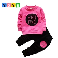 Комплект модной одежды для маленьких девочек; спортивный костюм из 2 предметов; комплект одежды для маленьких девочек; сезон весна-осень Повседневный Спортивный костюм