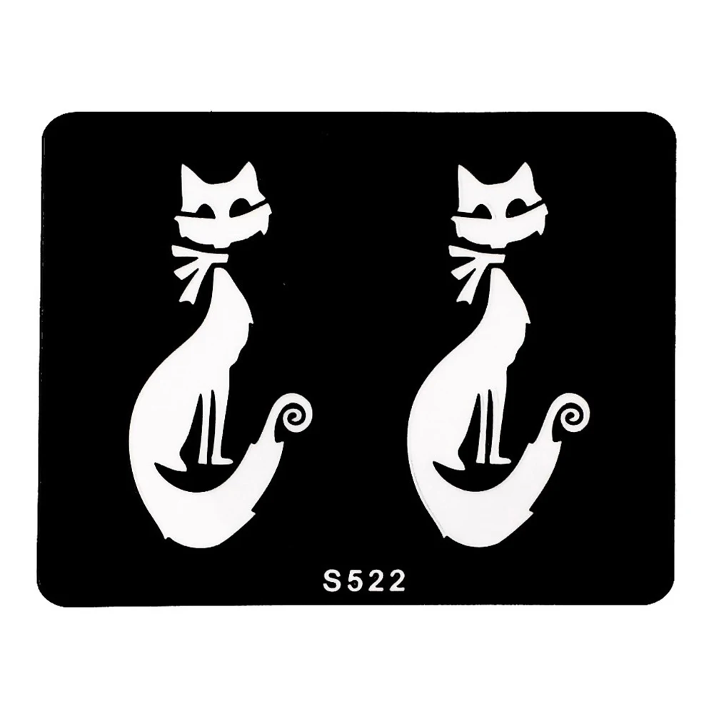 8 Pezzi Indiano Henna Tattoo Stencil Fumetto Gatto Modello di Farfalla Colorato Disegno Donne Body Art di Trucco Del Tatuaggio Template S500 03 in 8 Pezzi