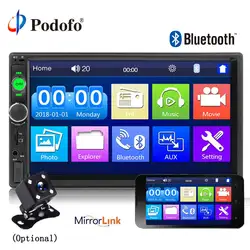 Podofo 2 Дин Радио 7 ''авто радио мультимедиа плеер Bluetooth Сенсорный экран MP5 Зеркало Ссылка USB FM аудио
