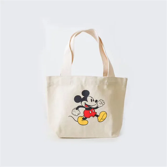 Disney сумка для покупок с персонажем из мультфильма сумки Микки Маус дамы хлопок Холст сумка Печать зеленого цвета сумка на плечо - Color: 2