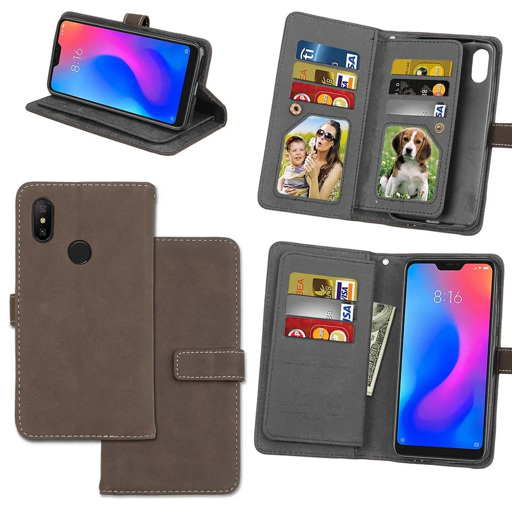Кожаный чехол для Xiaomi mi 6X, защитный чехол для Red mi 6 Red mi 6Pro Red mi 6A, чехол-держатель для карт 9