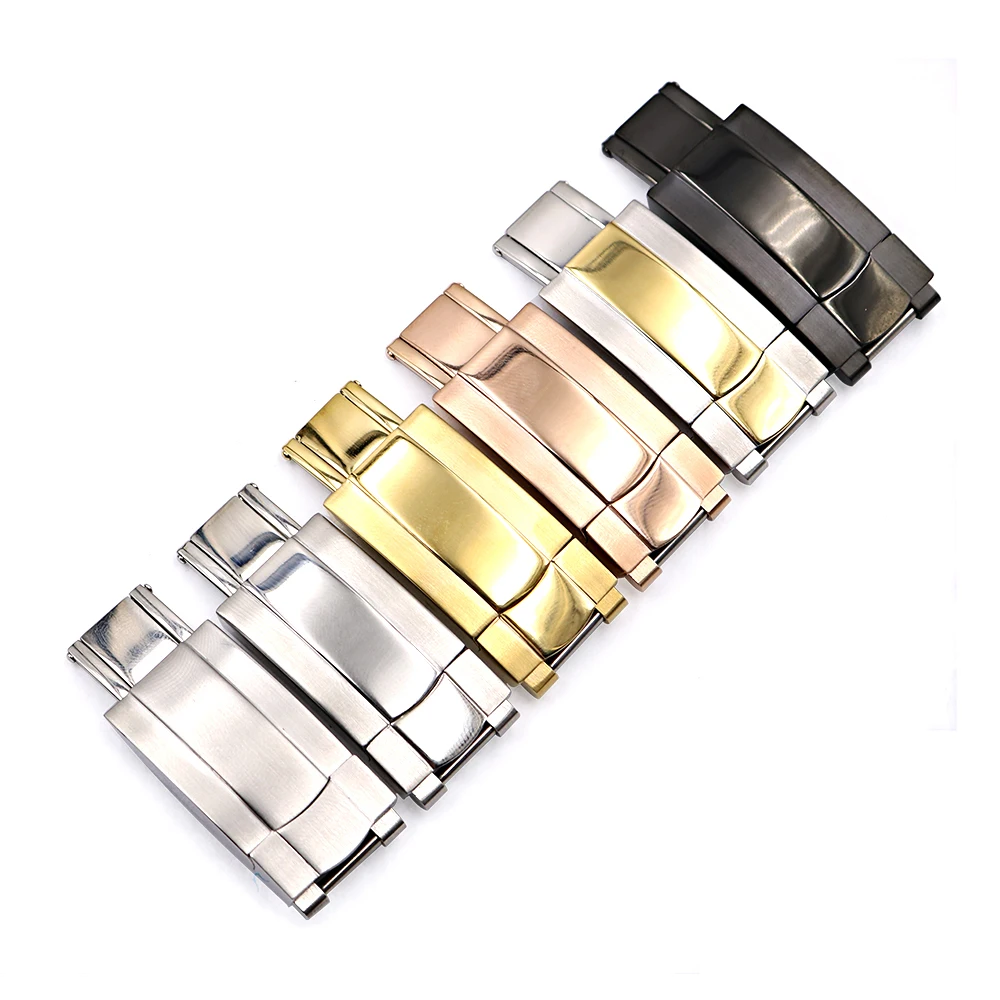 CARLYWET Wholesale 16 x 9mm 316L Stainless Steel Replacement Buckle Clasp For GMT Submariner Bracelet Rubber Leather Band Loops